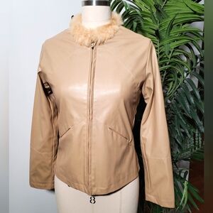 Faux Leather Moto Jacket /w Faux Fur trim